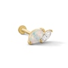 Thumbnail Image 1 of 14K Hollow Gold CZ and Simulated Opal Marquise Stud - 18G 5/16&quot;