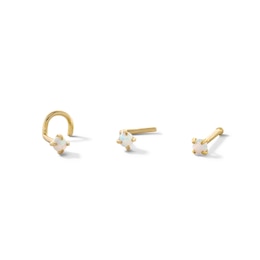 14K Gold Simulated Opal Nose Set - 22G