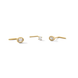 14K Gold CZ Round, Pear, Oval Nose Set - 22G