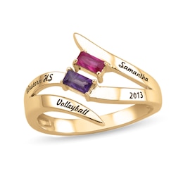 Baguette Stones Engravable Class Ring