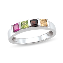 Family Square Stones Personalized Ring