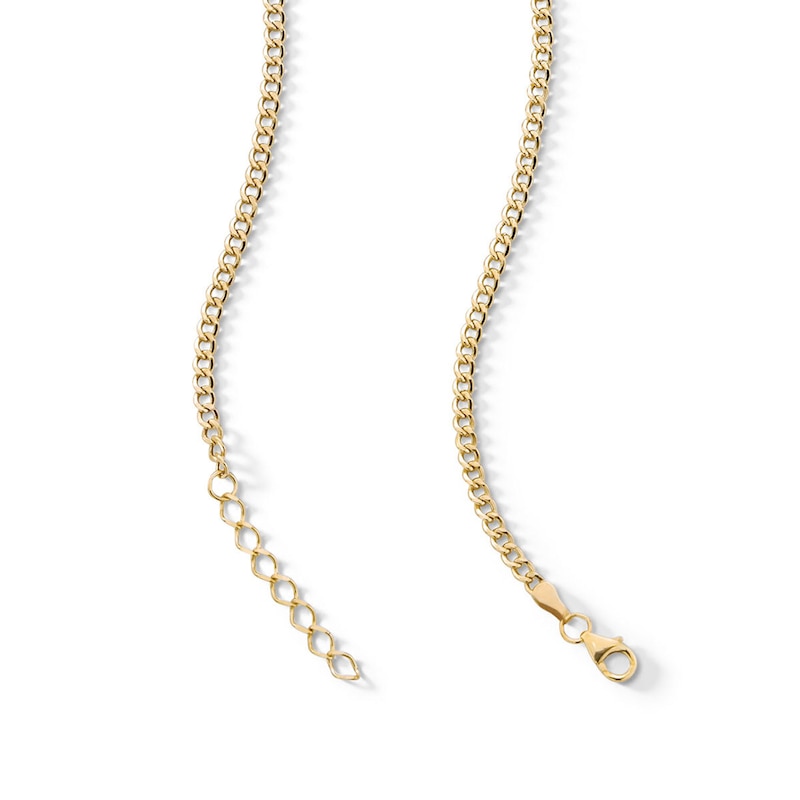 Main Image 2 of 10K Hollow Gold Pavé Heart Curb Chain - 18&quot; + 1&quot;