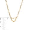 Thumbnail Image 3 of 10K Hollow Gold Pavé Heart Curb Chain - 18&quot; + 1&quot;