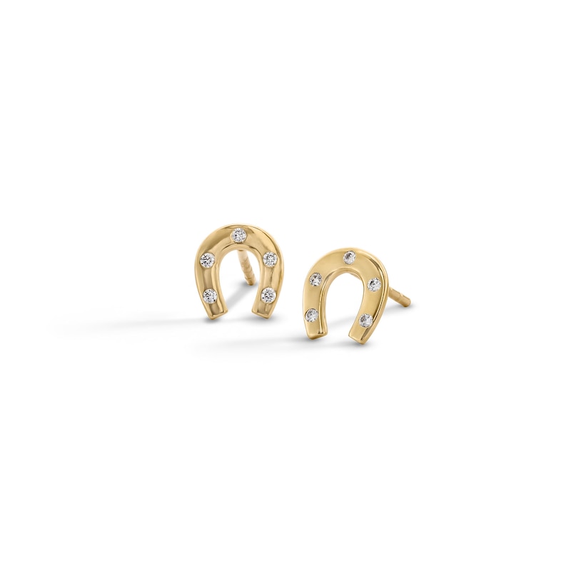 10K Gold CZ Horseshoe Studs