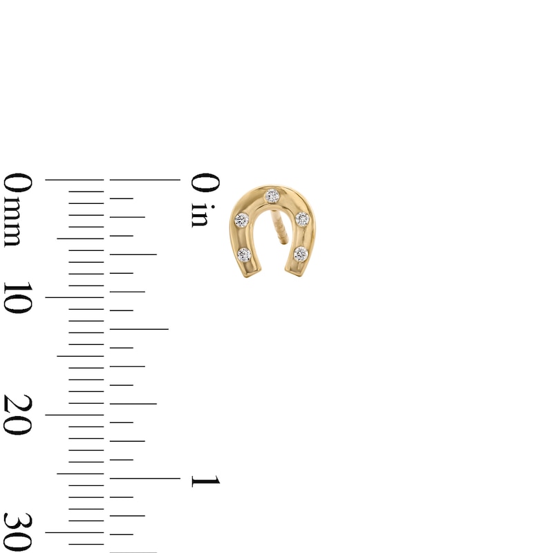 Main Image 3 of 10K Gold CZ Horseshoe Studs