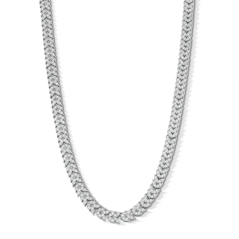 Main Image 1 of Sterling Silver CZ Round and Marquise Tennis Necklace - 20&quot;