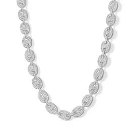 ​​​​​​​Sterling Silver CZ Puff Mariner Necklace - 20&quot;