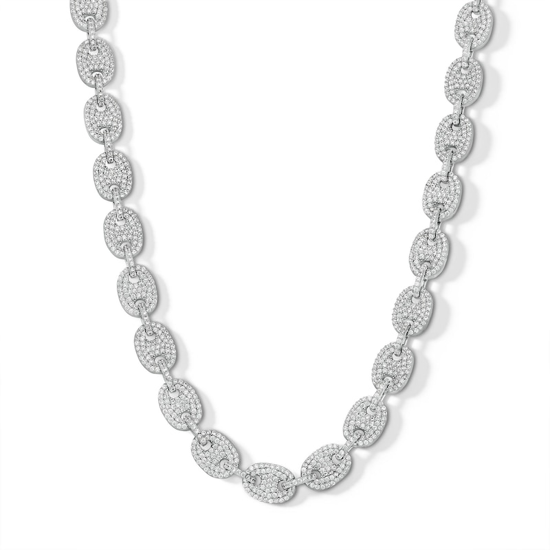 Main Image 1 of ​​​​​​​Sterling Silver CZ Puff Mariner Necklace - 20&quot;