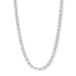 ​​​​​​​Sterling Silver CZ Oval and Round Tennis Necklace - 20&quot;