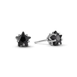 Sterling Silver Black CZ Star Studs