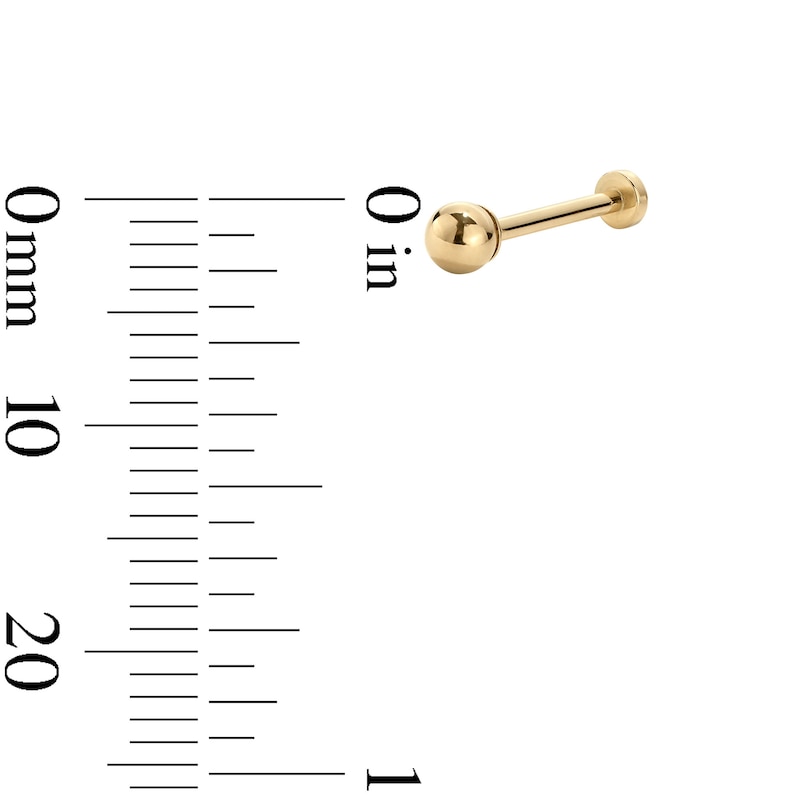 Main Image 2 of 14K Hollow Gold 3mm Ball Stud - 18G 5/16&quot;