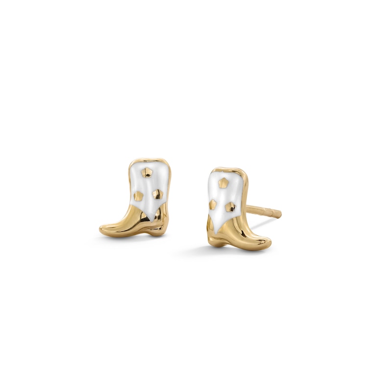 Main Image 1 of 10K Solid Gold Enamel Cowboy Boot Studs