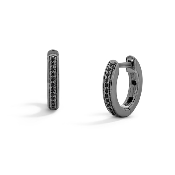 âââââââSterling Silver Black CZ Huggie Hoops