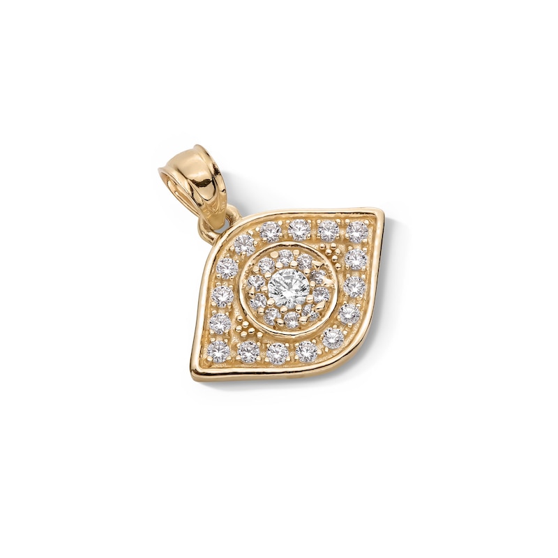 10K Solid Gold CZ Evil Eye Necklace Charm