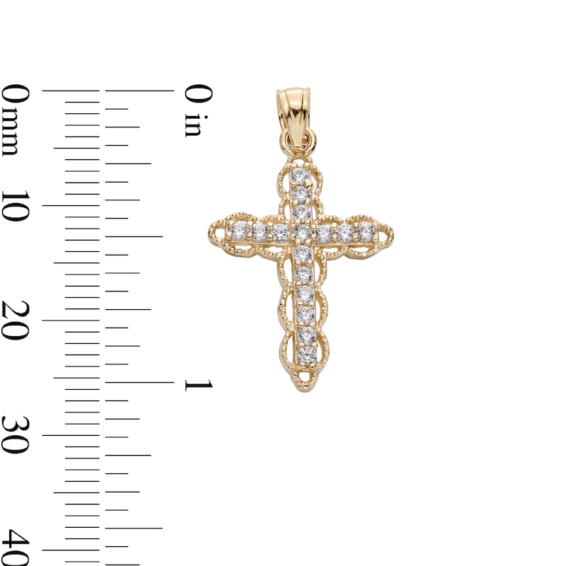 Main Image 4 of 10K Solid Gold CZ Cross Necklace Charm