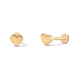 10K Solid Gold Heart Flat Back Studs