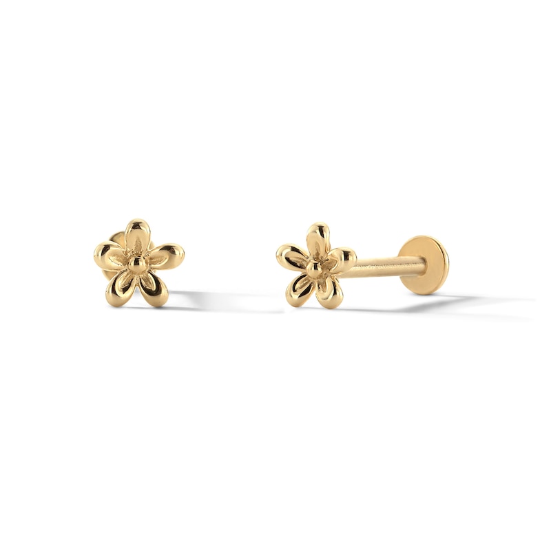 Main Image 1 of 10K Solid Gold Flower Flat Back Studs