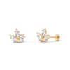 Thumbnail Image 1 of 10K Solid Gold CZ Marquise Cluster Flat Back Studs