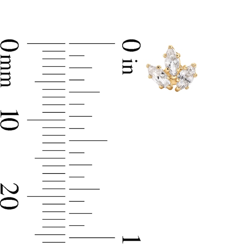 Main Image 2 of 10K Solid Gold CZ Marquise Cluster Flat Back Studs