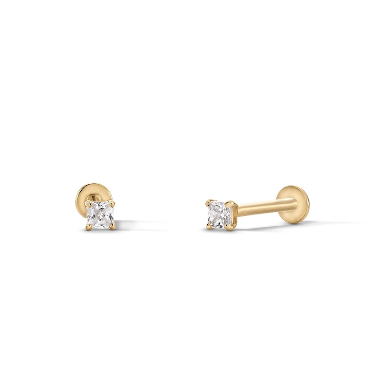 Main Image 1 of 10K Solid Gold CZ Square Flat Back Studs