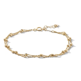 10K Solid Gold Diamond-Cut Saturn Chain Bracelet Made in Italy - 7.5&quot;