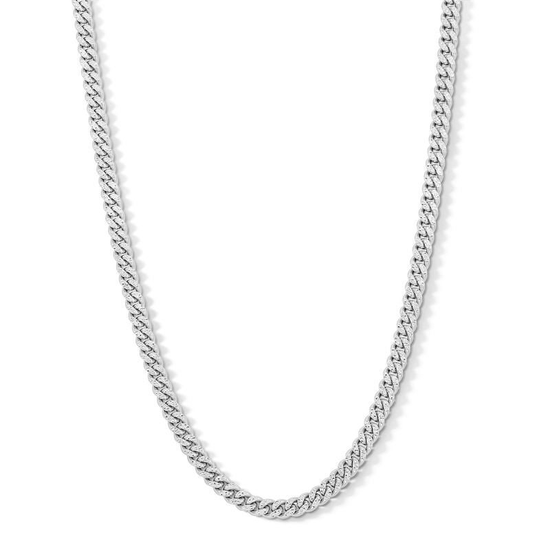 Main Image 1 of Sterling Silver Diamond-Cut Cuban Chain Made in Italy - 20&quot;