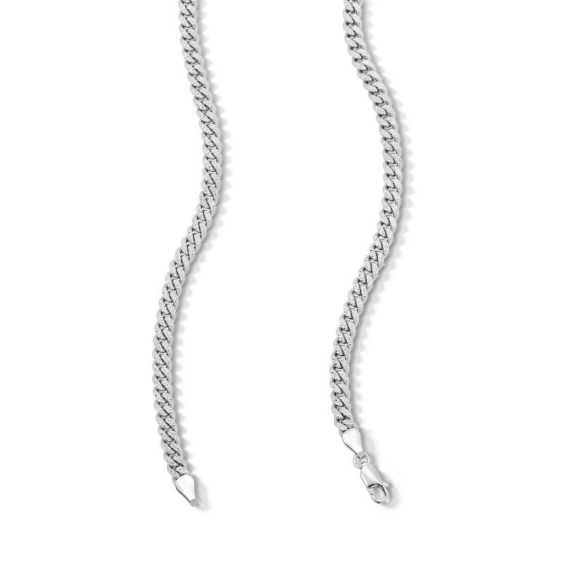 Main Image 3 of Sterling Silver Diamond-Cut Cuban Chain Made in Italy - 20&quot;