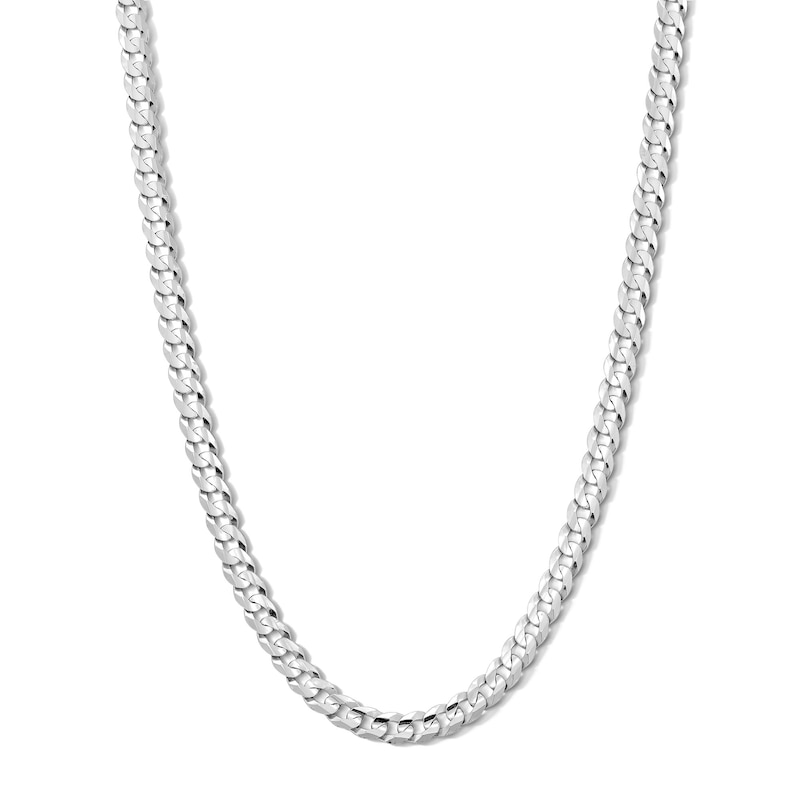 Main Image 1 of Sterling Silver Diamond-Cut Flat Curb Chain Made in Italy - 24&quot;