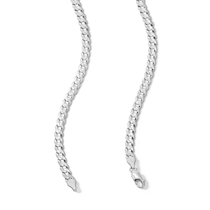 Main Image 3 of Sterling Silver Diamond-Cut Flat Curb Chain Made in Italy - 24&quot;