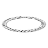 Thumbnail Image 1 of Sterling Silver Diamond-Cut Flat Curb Chain Bracelet Made in Italy - 8.5&quot;