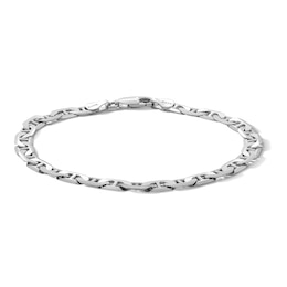 Sterling Silver Diamond-Cut Flat Mariner Chain Bracelet Made in Italy - 8.5&quot;