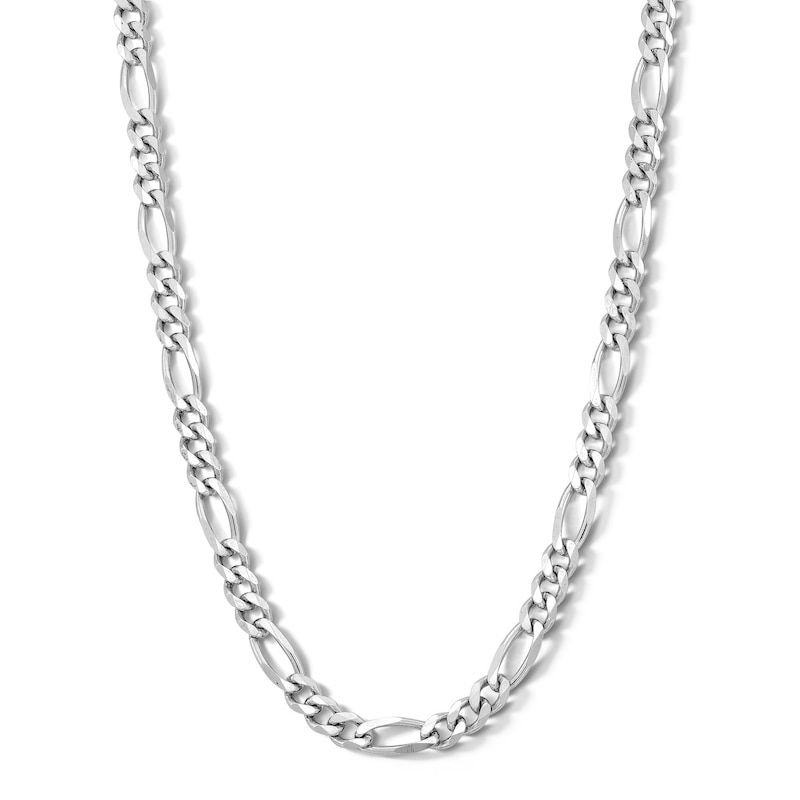 Main Image 1 of Sterling Silver Diamond-Cut Figaro Chain Made in Italy - 22&quot;