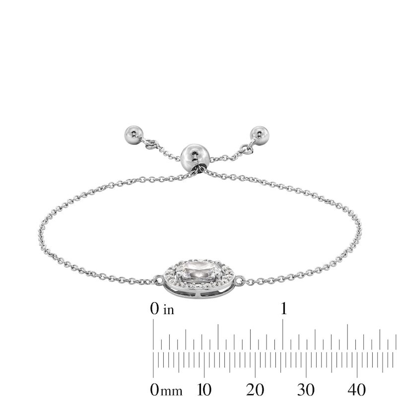 Main Image 3 of Sterling Silver CZ Halo Oval Bolo Bracelet