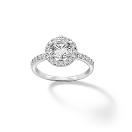 Sterling Silver CZ Round Frame Center Ring