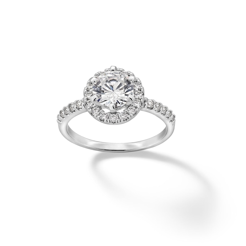 Main Image 1 of Sterling Silver CZ Round Frame Center Ring