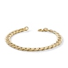 Thumbnail Image 1 of 10K Hollow Gold Diamond-Cut Center Curb Chain Bracelet Made in Italy - 8.5&quot;