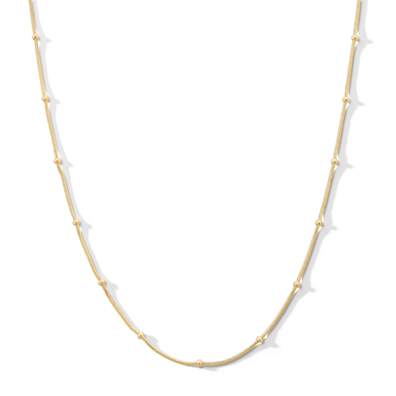 10K Solid Gold Saturn Snake Chain Necklace - 18"