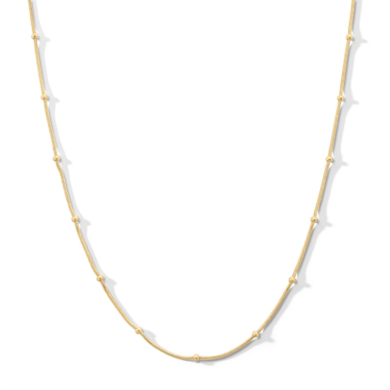 Main Image 1 of 10K Solid Gold Saturn Snake Chain Necklace - 18&quot;