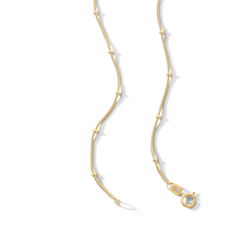 Main Image 2 of 10K Solid Gold Saturn Snake Chain Necklace - 18&quot;