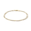 Thumbnail Image 1 of 10K Solid Gold Diamond-Cut Figaro Chain Bracelet Made in Italy - 8.5&quot;