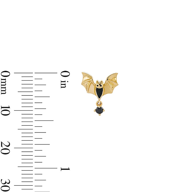 ​​​​​​​10K Gold Black CZ and Enamel Bat Studs