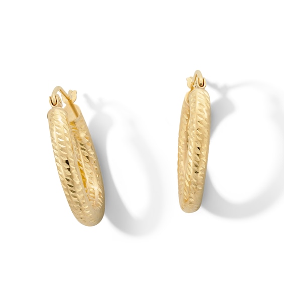 10K Hollow Gold Diamond-Cut Hoops