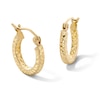 Thumbnail Image 1 of 10K Hollow Gold Diamond-Cut Square Hoops