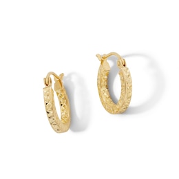 10K Hollow Gold Diamond-Cut Square Hoops