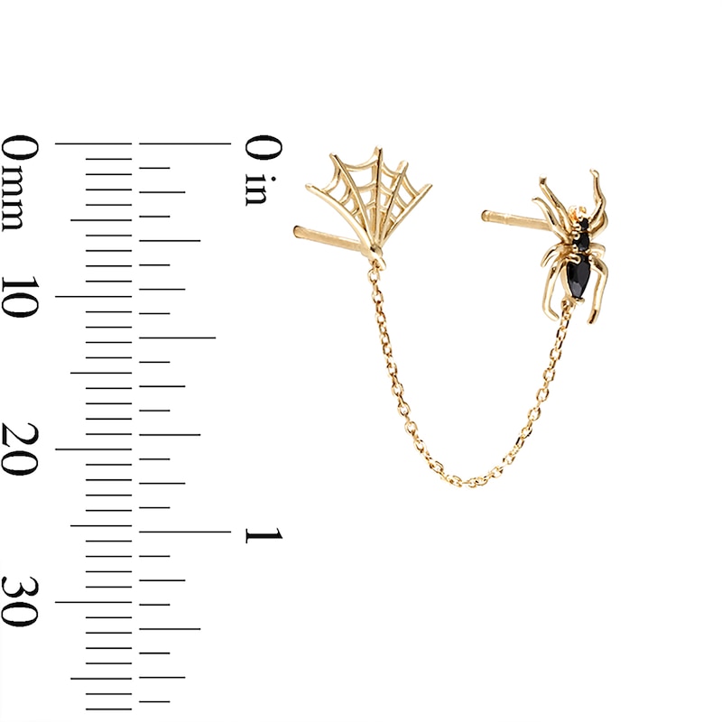 ​​​​​​​10K Gold Black CZ Spider Web Chain Stud