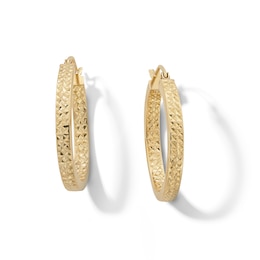 10K Hollow Gold Diamond-Cut Inside-Out Hoops