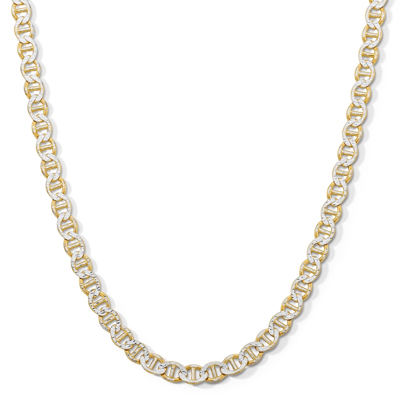 Main Image 1 of 10K Solid Gold Diamond-Cut Mariner Chain Made in Italy - 22&quot;