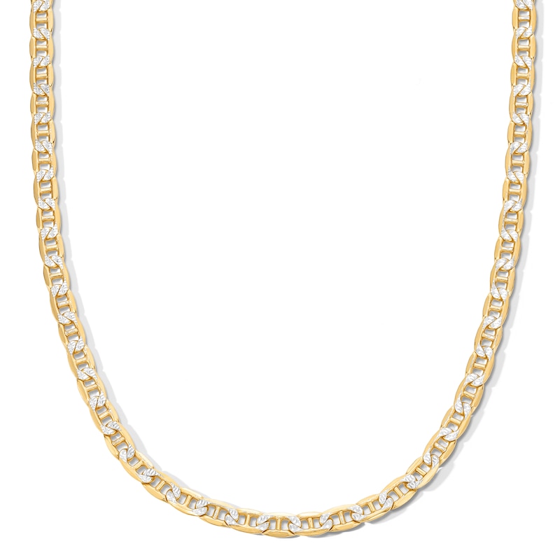 Main Image 1 of 10K Semi-Solid Gold Diamond-Cut Mariner Chain Made in Italy - 24&quot;