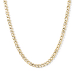 10K Hollow Gold Diamond-Cut Curb Chain Made in Italy - 22&quot;