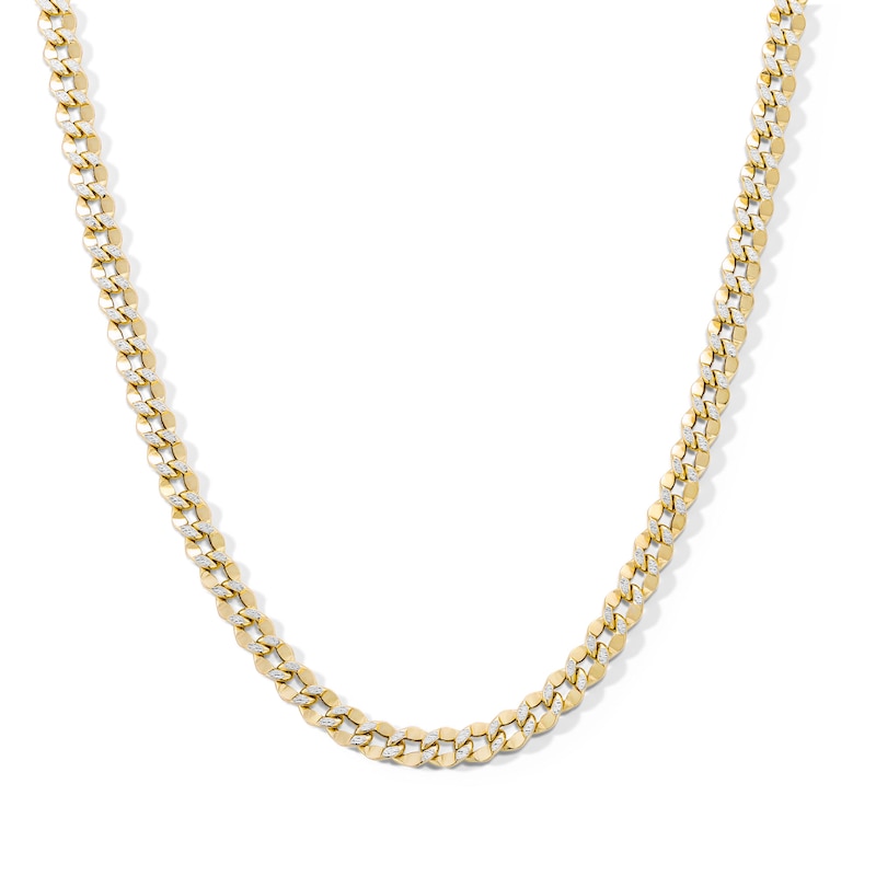 Main Image 1 of 10K Hollow Gold Diamond-Cut Curb Chain Made in Italy - 22&quot;